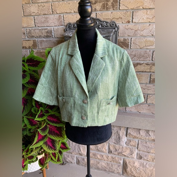 FASHION NOVA Can’t Let You Go Tweed Skirt Matching Set Sage Green SZ Medium NEW - Picture 13 of 16